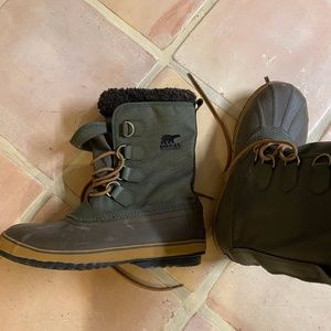 Sorel waterproof boots men green/brown size 10